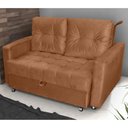 Ver imagem 1 de Sofá Cama para Sala de Estar Cross Veludo Ferrugem