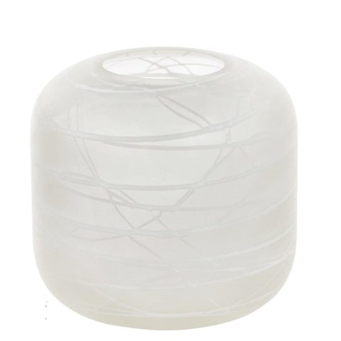 Vaso Decorativo Vidro com Detalhes Branco 16cm
