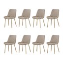 Ver imagem 1 de Kit 8 Cadeiras de Jantar Lara Estrutura em Aco Carbono Cor Bronze Estofado em Linho Conforto Bege