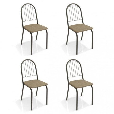 Conjunto 4 Cadeiras para Sala de Jantar Noruega Metal Marrom/Preto/Capuccino