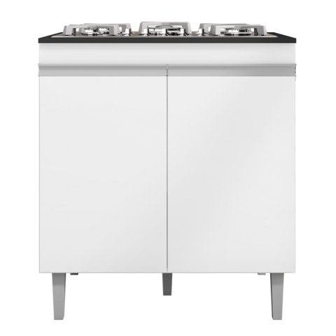 Balcão Gabinete Para Cooktop Cozinha Andréia 4/5 Bocas com Tampo 2 Portas Branco - Desk Design