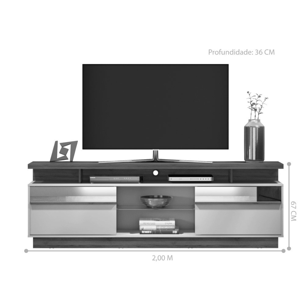 Rack para TV com Prateleira Brian Avelã Off White - 2