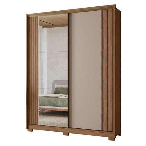 Guarda Roupa Solteiro Toronto 2 Portas Carvalho Fendi com Espelho - Moval