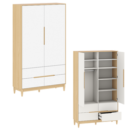 Berço Cômoda e Guarda Roupa Infantil Branco com Carvalho Linha Tomi Quater - 6