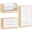 Ver imagem 1 de Berço Cômoda e Guarda Roupa Infantil Branco com Carvalho Linha Tomi Quater