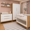 Ver imagem 4 de Berço Cômoda e Guarda Roupa Infantil Branco com Carvalho Linha Tomi Quater