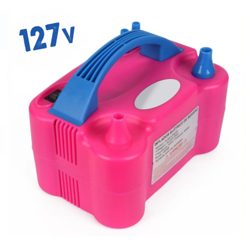 Inflador Elétrico Balão Bexiga Bomba 2 Bicos Festa Rosa 127v