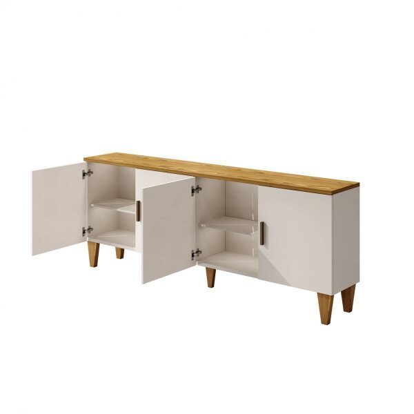 Buffet Retrô Cajueiro Plus 4 Portas Yescasa em MDF/MDP Branco 79 cm x 160 cm x 36 cm