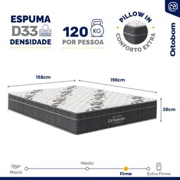 Cama Box Baú com Colchão de Espuma D33 Ortobom Airtech Ortopillow 100 Queen 158cm - 6