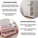 Ver imagem 2 de Quarto Infantil Luna Plus Rosa com Cômoda Versátil Branca e Estilo Delicado