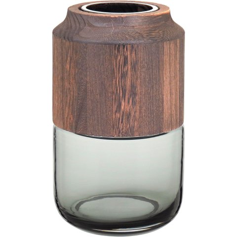 Vaso Decorativo Enfeite Casa Vidro 24x10x10cm Cinza