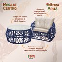 Ver imagem 3 de Jogo 2 Poltronas e Mesa de Centro Tampo de Vidro Aço e Corda Náutica Azul Aruá Assento Bege