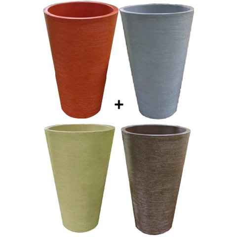 Kit 4 Vaso Planta 75x50 Redondo Cônico Polietileno BGPLASTICOS V375K4 LILAS VIOLETA 008
