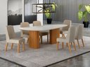 Ver imagem 7 de Conjunto Sala de Jantar Ísis 2,00m com 6 Cadeiras Tampo Orgânico Off White c/ Vidro Cinamomo/Linho P