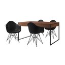 Ver imagem 6 de Mesa Jantar Industrial Amêndoa 137X90Cm Com 4 Poltronas Pretas Base Ferro Pr Cor: Amendoa