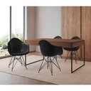 Ver imagem 1 de Mesa Jantar Industrial Amêndoa 137X90Cm Com 4 Poltronas Pretas Base Ferro Pr Cor: Amendoa