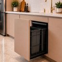 Ver imagem 2 de Lixeira Dupla 15L Deslizante Tampa Fixa Preto Fosco 48x47x49cm Elite Schmitt Cozinha Planejada
