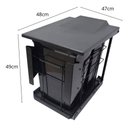 Ver imagem 3 de Lixeira Dupla 15L Deslizante Tampa Fixa Preto Fosco 48x47x49cm Elite Schmitt Cozinha Planejada