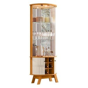 Cristaleira Marina com Led 4 Portas 2 Gavetas Cor Cinamomo e Off White - Madetec