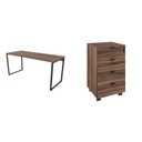 Ver imagem 2 de Escrivaninha Mesa Escritório com Gaveteiro Kuadra 4 Gavetas 150cm Industrial Yescasa Nogal Marrom