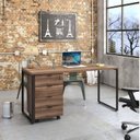 Ver imagem 1 de Escrivaninha Mesa Escritório com Gaveteiro Kuadra 4 Gavetas 150cm Industrial Yescasa Nogal Marrom