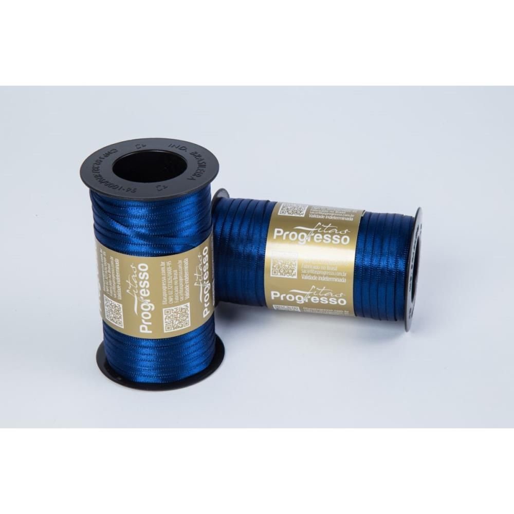 Fita de Cetim 4mm 100m. Marinho Duplo T900 - 2