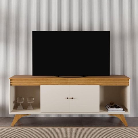 Rack 2 Portas Sevilha 1600 Mavular Cor:Off White/Naturalle