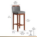Ver imagem 2 de Kit 2 Banquetas Alta para Bancada Ilha 38x102 Cm Líbia Madeira Maciça Suede Cinza CCS