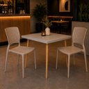 Ver imagem 2 de Mesa Safira Quadrada 70 cm com Tampo em MDF Camurça e Pés de Madeira Natural