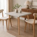 Ver imagem 6 de Mesa Safira Quadrada 70 cm com Tampo em MDF Camurça e Pés de Madeira Natural
