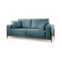 Ver imagem 1 de Sofá 2 e 3 Lugares Almofada Solta Base Madeira Linho Azul Bella 2,1m