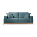 Ver imagem 2 de Sofá 2 e 3 Lugares Almofada Solta Base Madeira Linho Azul Bella 2,1m