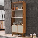 Ver imagem 1 de Cristaleira Madri 4 Portas com Vidro Naturalle/Off White - Móveis Bechara