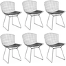 Kit 6 Cadeiras Bertoia Cromada Assento Preto - 1