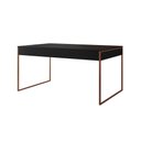 Ver imagem 3 de Mesa Jantar Industrial Retangular Filadélfia Preta 137x90cm Base Cobre com 4 Cadeiras Brancas Eiffel