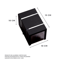 Arandela 2 Focos E 2 Frisos Externa Parede Muro Ar1510: Cor Preto - 2