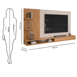 Painel para Tv até 60 Polegadas Ripado com Nichos Dj Móveis Bento Carvalho Griz - 8