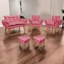 Ver imagem 1 de Kit Namoradeira 2 Poltronas e 2 Puffs para Sala Manicure Consultório Alice Suede