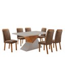 Ver imagem 1 de Mesa de Jantar Aster 180cm Tampo MDF Vidro Canto Copo com 6 Cadeiras Aline