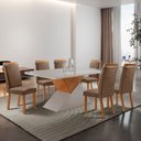 Ver imagem 2 de Mesa de Jantar Aster 180cm Tampo MDF Vidro Canto Copo com 6 Cadeiras Aline