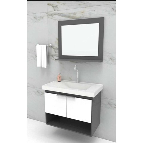 Armario Banheiro 60cm Kit Slim - Branco/grafite - Fimap