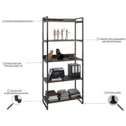 Kit 3 Peças com Mesa para Escritório em L Kuadra e 2 Estantes Multiuso 5 Prateleiras - 11