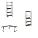 Ver imagem 2 de Conjunto 3 Peças com Mesa para Escritório em L Kuadra e 2 Estantes Multiuso 5 Prateleiras Industrial Preta Marrom