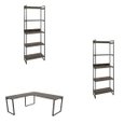 Ver imagem 2 de Kit 3 Peças com Mesa para Escritório em L Kuadra e 2 Estantes Multiuso 5 Prateleiras