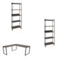 Kit 3 Peças com Mesa para Escritório em L Kuadra e 2 Estantes Multiuso 5 Prateleiras - 2