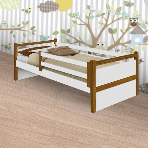 Cama Infantil Bianca Branco/Mel c/ Colchão