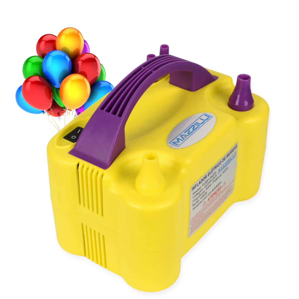 Inflador Compressor Balão Bexiga 2 Bico Festa Aniversário:Amarelo220v
