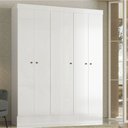Ver imagem 1 de Guarda-Roupa Solteiro Ártico 5 Portas 3 Prateleiras Branco - Demóbile