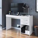 Ver imagem 1 de Escrivaninha Mesa Escritório com 2 Gavetas 121cm Branco e Gelo