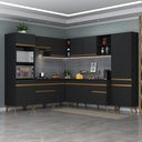 Ver imagem 1 de Armário de Cozinha Completa de Canto Veneza Multimóveis V2047 Preto/dourado